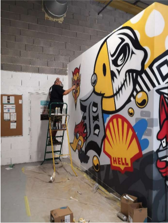 Jaek El Diablo, artiste strasbourgeois, réalise son mur pour le COLORS Urban Art Festival 2020. Crédits photo : Bartosch Salamanski / COLORS Urban Art powered By Socomec