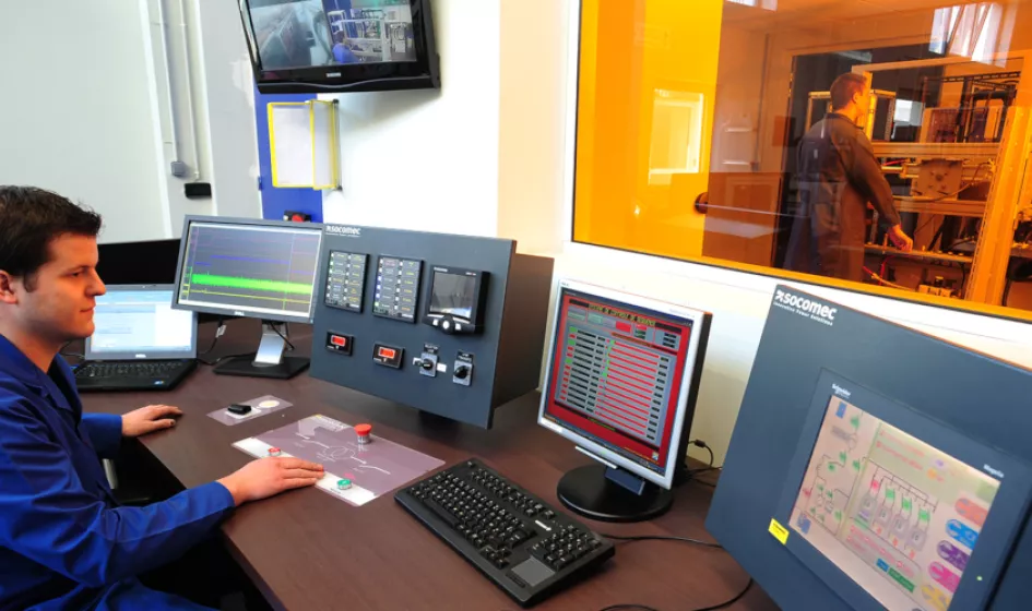 View of a testing installation of electrical equipement